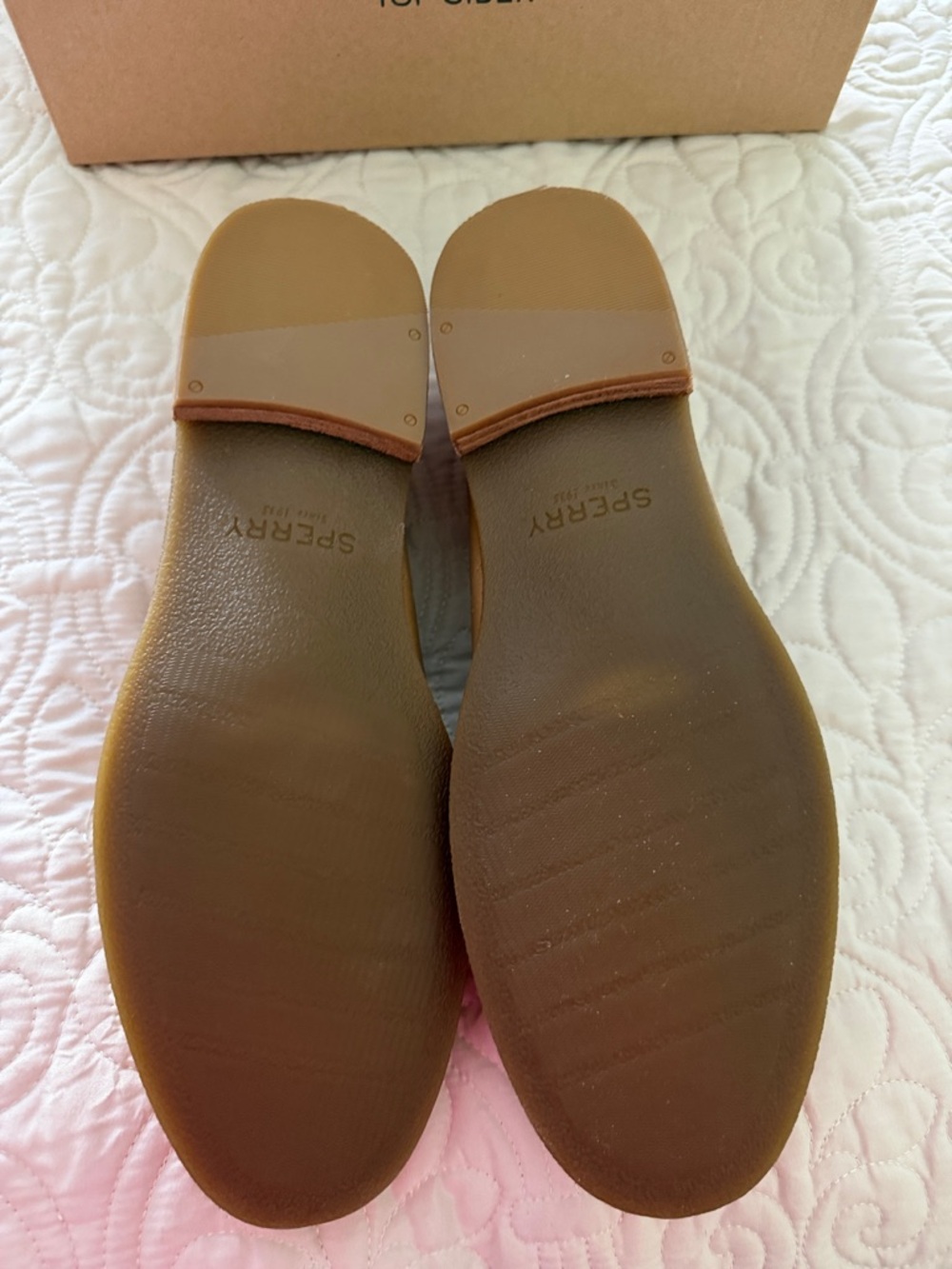 Sperry Tan Leather Slip-On Loafers with Embossed Anchor - Picture 4 of 6